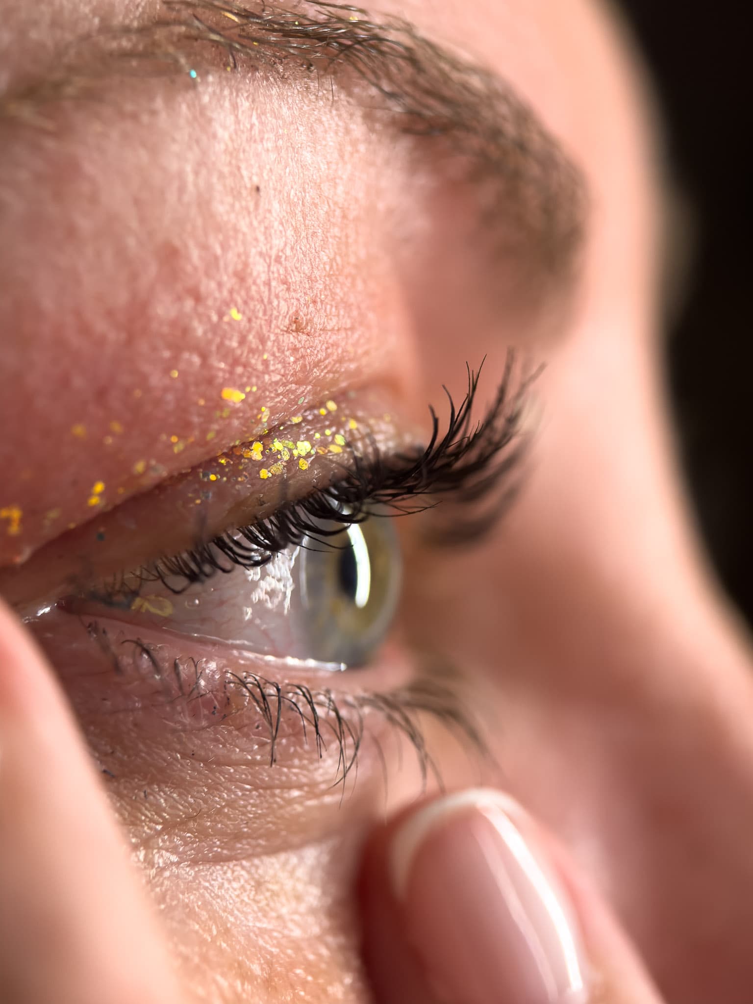 Close-up portrait of a human eye in profile